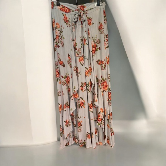 Angie Floral Wrap Flowy Pants with Tie - Picture 2 of 5